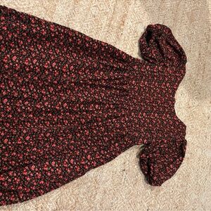 GAP Black Dress with Red Floral Print